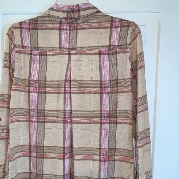 Free People Pale Pink Plaid Utility Button Down - Picture 13 of 16